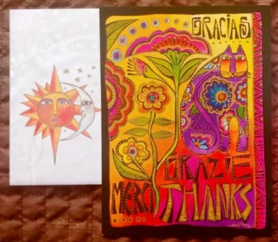 Laurel Burch, "A World Of Thanks" (1) Leanin Tree Thanks Card, With (1) Envelope - Image 1 of 4
