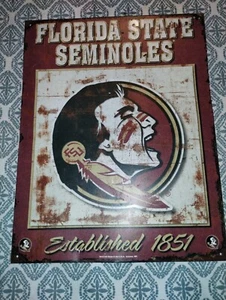 Florida State Seminoles distressed metal sign 12 x 16 inche GO FSU! - Picture 1 of 4