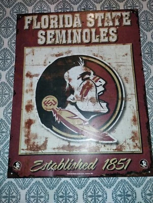 Florida State Seminoles distressed metal sign 12 x 16 inche GO FSU! - Image 1 of 4