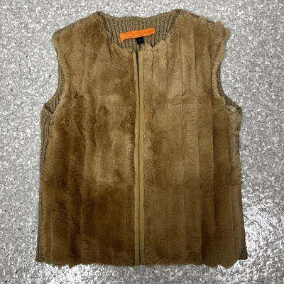 Винтажный меховой и шерстяной жилет 2000-х Синтия Штефф - Изображение 1 из 4