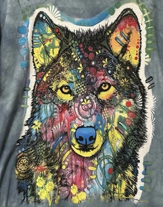T-shirt vintage Y2K The Mountain marca WOLF blu natura tie dye Smithsonian L - Foto 1 di 15