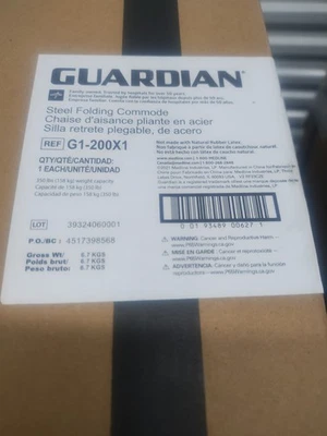 New Medline Guardian G1-200X1 3-in-1 Gray Steel Folding Bedside Commode Toilet  - Image 1 of 4