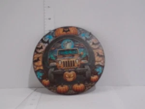 Halloween Jeep Kürbis Mond Rund Deko Wandteller Kunst Gebraucht - Bild 1 von 2