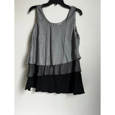 Kathleen Kirkwood Gray Black Layered Tank Top Sleeveless Blouse Size M - Image 1 of 4