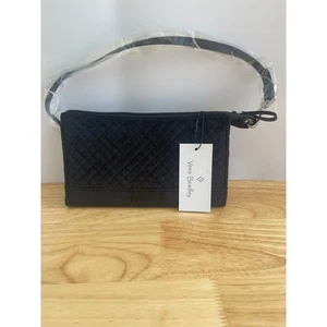 Vera Bradley schwarze gesteppte Plüsch ikonische RFID schmale Handgelenktasche - Bild 1 von 13