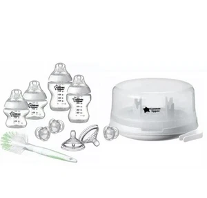 NEW Tommee Tippee Microwave Steam Steriliser & Baby Bottles Brush Teats Set Kit - Picture 1 of 3