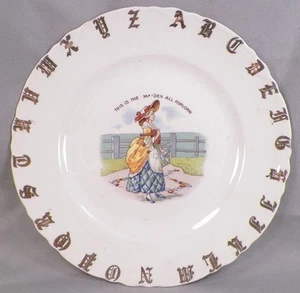 Kinder ABC Teller This Is The Maiden All Forlorn Dresden China Keramik Antik - Bild 1 von 6