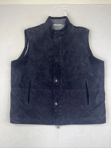 Peter Millar Corona Cabra Gamuza Acolchado Cremallera Completa Chaleco Chaqueta Grande $798 Lana - Imagen 1 de 8
