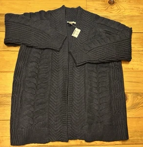 NWT Christopher & Banks Knit Blue Size Large Grannycore Cottage Open Cardigan - Picture 1 of 23