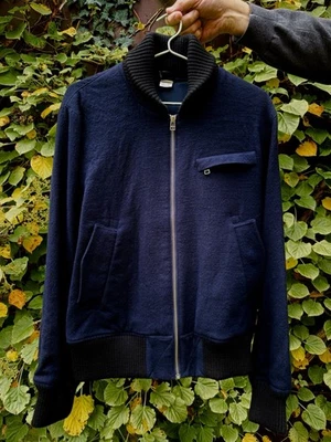 ACNE STUDIO/Jeans - Chaqueta de bombardero de lana azul marino/negro para hombre de principios de la década de 2000 EU 50 L Y2K Foto 1 de 4
