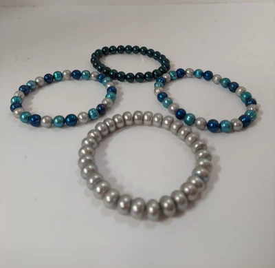 Pulsera elástica 4 Honora multicolor de perlas cultivadas de agua dulce Foto 1 de 3