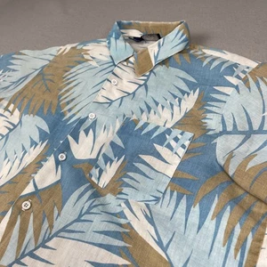 Vintage Remington Victor Kiam Shirt Mens Large Palm AOP Loop Collar Camp USA 80s - Picture 1 of 12