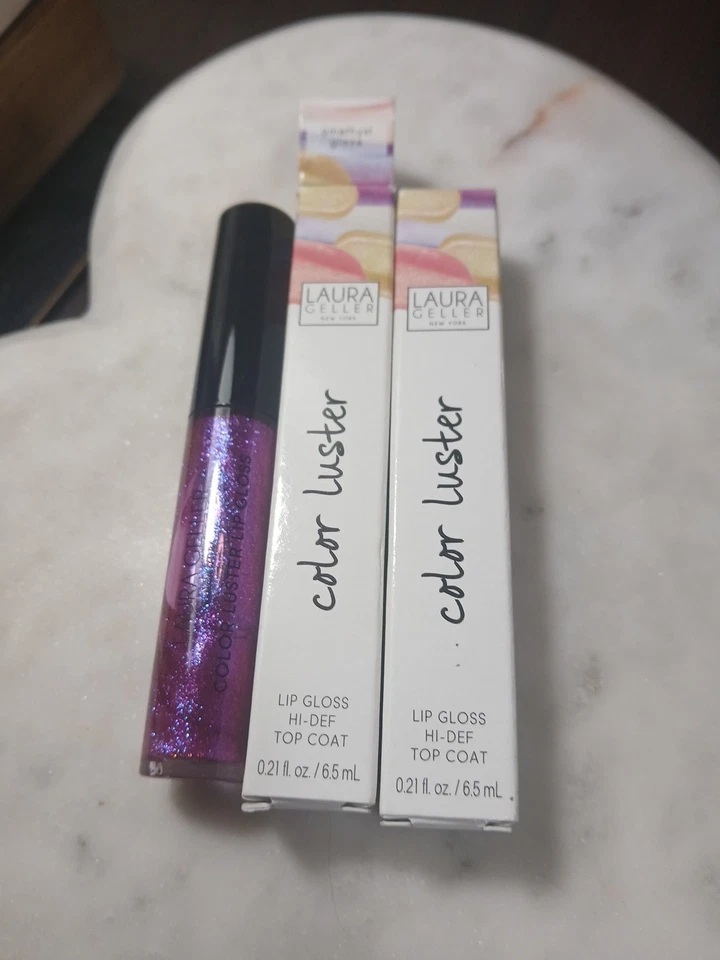 Lot of 2 Laura Geller COLOR LUSTER High Def Lip Gloss Top Coat Amethyst Glaze - Image 1 of 1