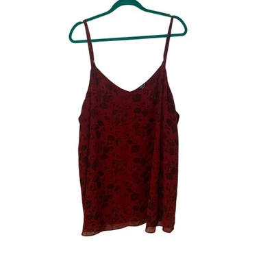 Torrid Womens Sophie Chiffon Double Layer Cami Red and Black Top 4X Party Event - Image 1 of 4