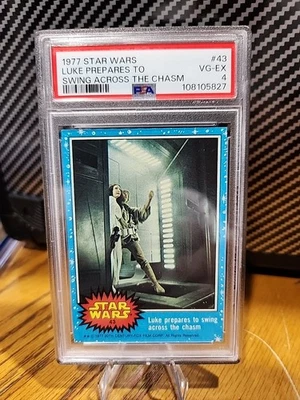 Topps 1977 Star Wars Luke Skywalker Prepares to Swing Across the Chasm #43 - Image 1 of 2