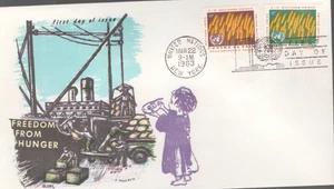 1963 UN FDC - Scott # 116-17 - Overseas Mailer adición a Glory Cachet - Imagen 1 de 1
