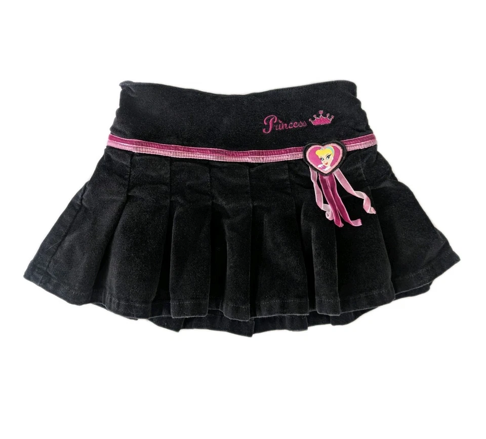 Vtg Disney Princess Cinderella Skirt Girls 4T Black Embroidered Velvet Y2K Skort - Image 1 of 4