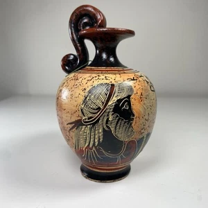 Ancient Greek Miniature Replica Vase Featuring God Poseidon Greek Pottery 5 Inch - Picture 1 of 8