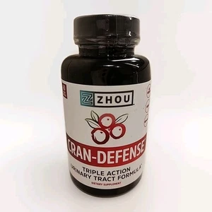 Zhou Cran-Defense D Mannose Cranberry XBAC 60 Caps Triple Action Urinary Tract - Picture 1 of 4