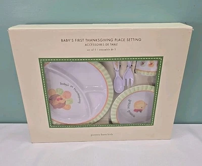 NEW Pottery Barn Kids Baby’s First Thanksgiving Place Setting - 5 Piece Set NIB - Image 1 of 4