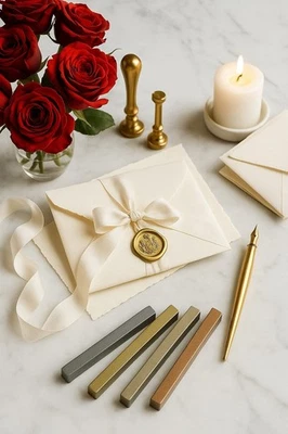 Seal Stamp cera d'api naturale / bastoncini di cera encaustica metallizzati confezione da quattro ogni 12 ml - Immagine 1 di 4