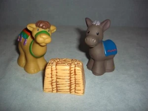 Fisher Price Little People Nativity Christmas CAMEL DONKEY & HAY BALE Figures - Picture 1 of 8