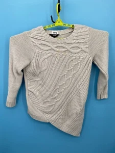Vera Wang Sweater Womens Plus Size 0x 14W Beige Asymmetrical Cable Knit Pullover - Picture 1 of 13