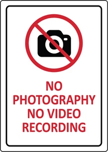 KEINE FOTOGRAFIE KEINE VIDEOAUFNAHME | Selbstklebender Vinylschild Aufkleber - Bild 1 von 4