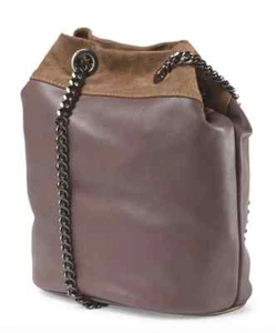 Alberta Di Canio Gray Leather Chain Mini Crossbody Bag Made In Italy NWT - Picture 1 of 4