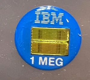 One vintage IBM 1 MEG memory chip stick on button advertising memorabilia - Picture 1 of 3