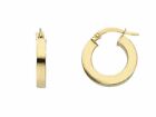 Yellow Gold Earrings 750 18K, Circle With Pipe Square, Thickness 3 MM