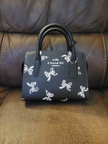 Borsa a tracolla Coach CAA77 Andrea con stampa fiocco tela e pelle nera multi