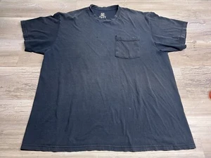 Fruit of The Loom T-Shirt Sun Faded Blue Blank Pocket Tee Goth Grunge Gr. XL - Bild 1 von 11