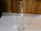 Vintage 12" Paneled Clear Glass Bottle with Metal Wire Bail Lid