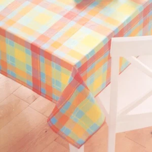 Fabric Tablecloth Bright Summer Plaid 70 Inch Round - Picture 1 of 3