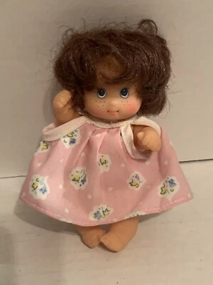 Vintage Cititoy Baby Sister Doll 4.5" Brunette Hair Pink Dress 1994 - Image 1 of 4