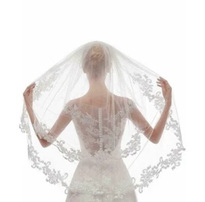 Bridal veil Single lace applique veil wedding headwear location hair accessories - Picture 1 of 13