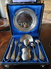 Antique French Silver Plate EH Christofle Christening Baptismal 9 Pieces + Case