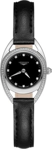 Longines Equestrian Black Diamond Dial Quartz Stainless Steel Ladies Watch - Picture 1 of 3