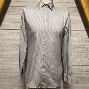 Camisa de manga larga gris a rayas de diseñador REISS talla mediana del Reino Unido 100 % algodón PVP £79 - Imagen 1 de 9