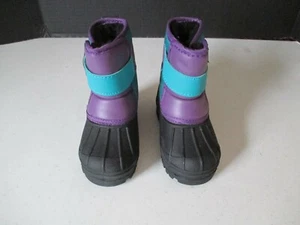 Unisex winter snow boots black purple teal Mountain Creek size toddler size 6 - Picture 1 of 2