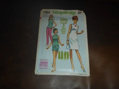 7104 Vintage Simplicity Sewing Pattern Juniors One Piece Jiffy Dress Sz 13JP UC - Image 1 of 2