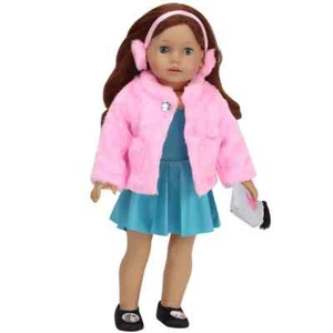 Doll Clothes 18" Coat Jacket Pink Fur Ear-Muff Headband Sophia's Fits AG Dolls - Picture 1 of 4