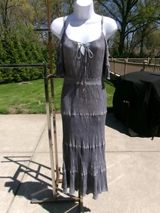 MICHAEL KORS SLATE BLUE&GOLD METALIC MAXI DRESS M - Picture 1 of 1