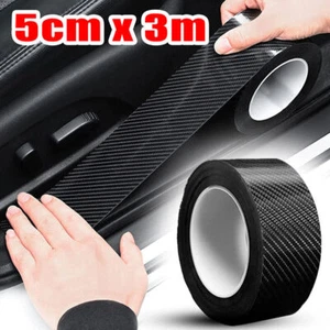 Black Carbon Fiber Sticker Car Door Sill Protector Scuff Plate Decal Accessories - Imagen 1 de 14