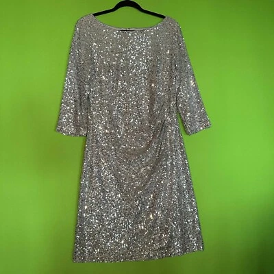 JESSICA HOWARD WOMEN SEQUIN DRESS Size L XL LINED ZIP NYLON STRETCH - Image 1 of 4