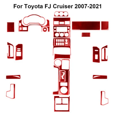 Kit de cubierta interior completo de fibra de carbono roja 36 piezas para Toyota FJ Cruiser Foto 1 de 4