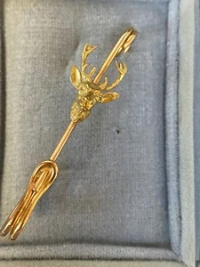 Vintage Hermes Paris 18K Yellow Gold Stag Stock Pin Made to Order Rare - Picture 1 of 13