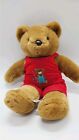 Caltoy Britches Bear Softsheen Wearing Red Corduroy Overalls 17" Plush Rare!