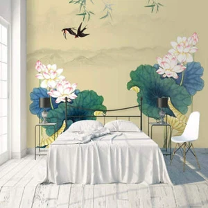 Lines Lotus Leaf 3D Full Wall Mural Photo Wallpaper Printing Home Kids Decor - Picture 1 of 10